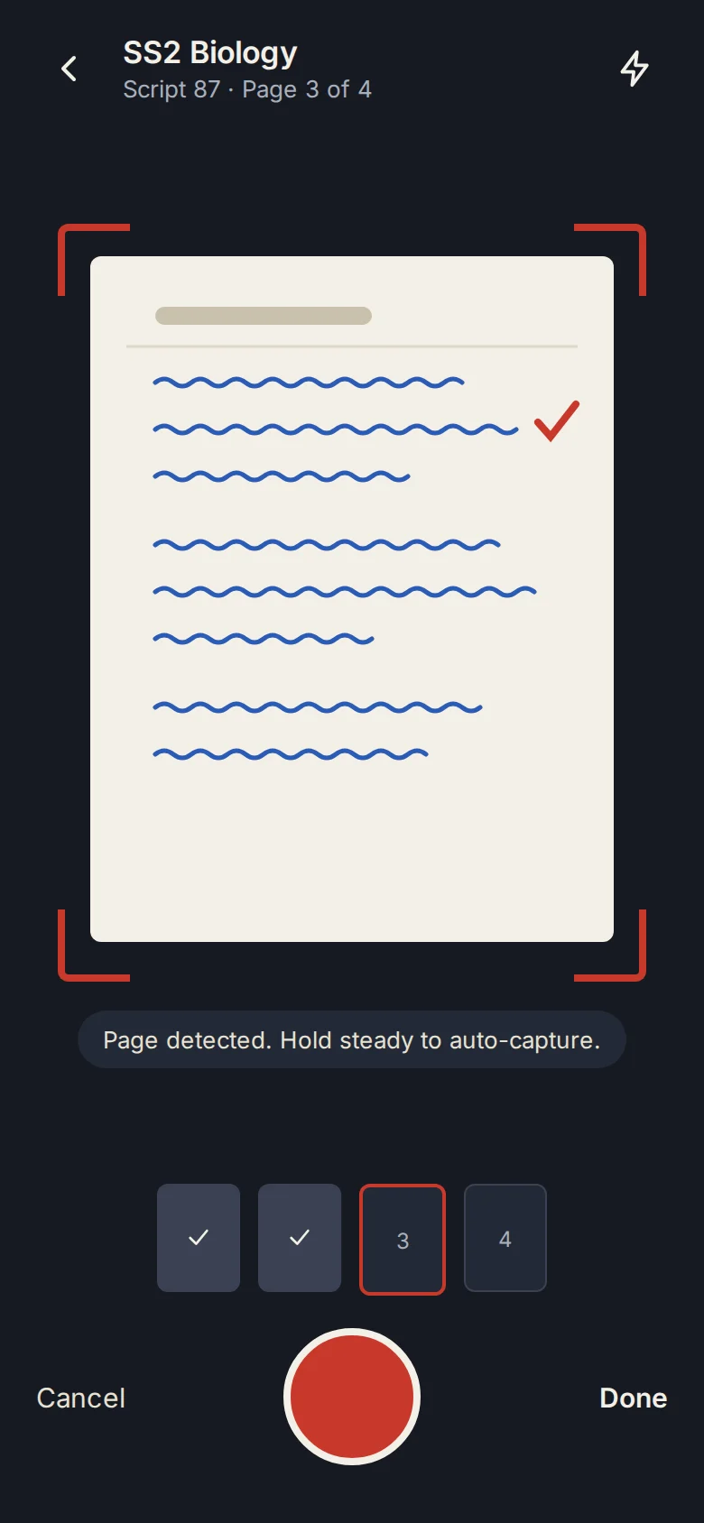 Scanning a script in the Alama app
